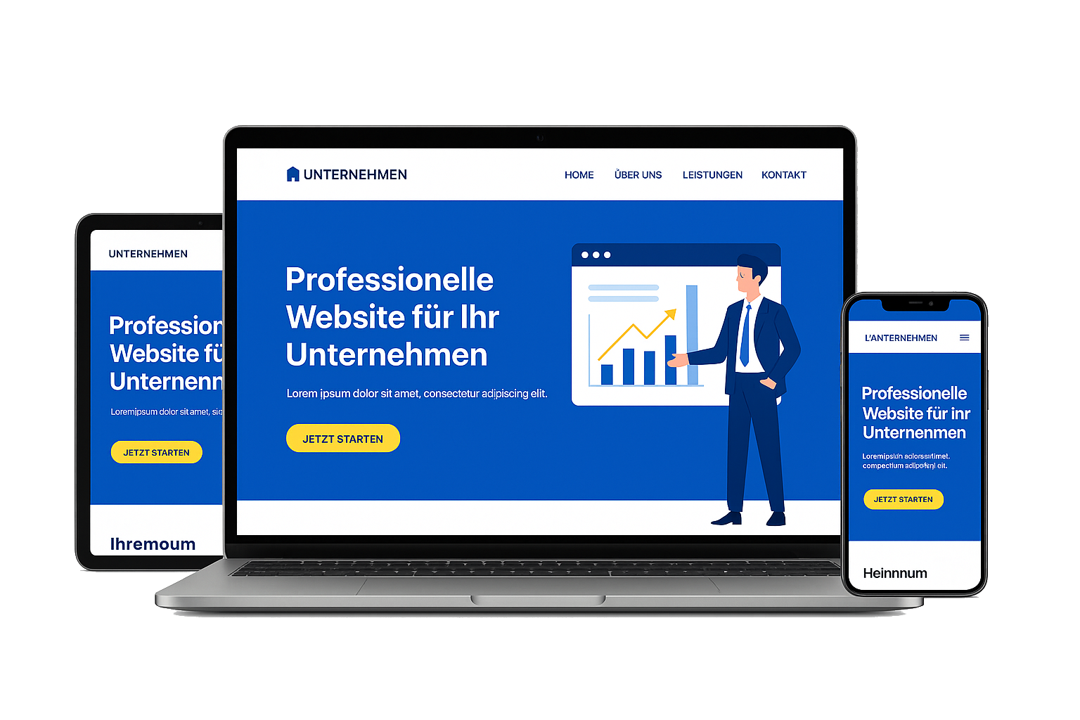 Responsive Website auf verschiedenen Geräten